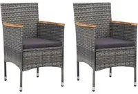 Sedie da Pranzo per Giardino 2 pz in Polyrattan Grigio 46182