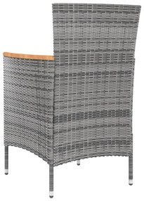 Set da Pranzo da Esterno 9 pz con Cuscini in Polyrattan Grigio