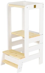 Torre di apprendimento bianca/di colore naturale in pino massiccio Montessori – Meowbaby