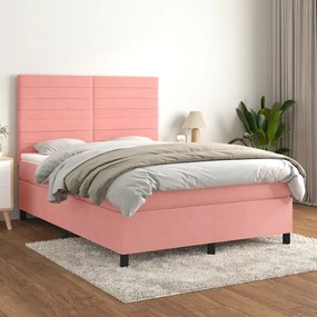 Giroletto A Molle Con Materasso Rosa 140x200 Cm İn Velluto /