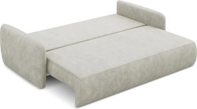 Divano color crema allungabile/con contenitore con rivestimento in ciniglia 218 cm Lilo – Makamii