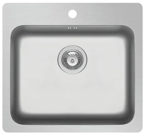 Lavello integrato 1 vasca in inox argento DELINIA Zeria L 52 x L 56 cm