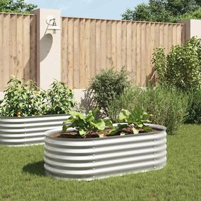 Letto Rialzato Giardino 160x80x44 Cm İn Acciaio Zincato Argento /