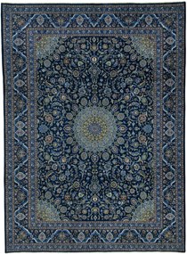 Kashmar Tappeto 410x300 Blu (Iran) Annodato A Mano