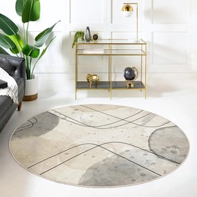 Tappeto rotondo beige lavabile ø 120 cm Simple Lines – Mila Home