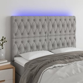 Testiera A Led Grigio Chiaro 160x7x118/128 Cm İn Tessuto /