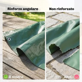 Telo Impermeabile 6x8 m con 28 Occhielli per Fissaggio in PE Resistente agli Strappi da 90 GSM Verde...