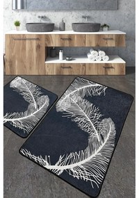 Set di tappetini per il bagno color antracite 2 pz 60x100 cm Alisan – Foutastic