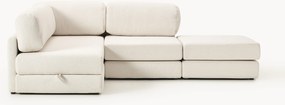Divano letto angolare in bouclé con contenitore Ladina
