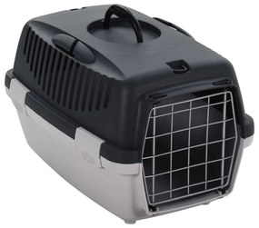 Trasportino per animali domestici grigio e nero 48x32x31 cm pp