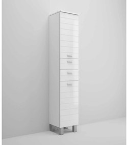 Colonna Portaoggetti a Terra 195 Cm Due Ante Due Cassetti Savini "Rigo" Bianco Lucido