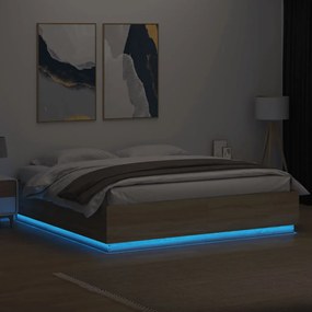 Giroletto cassetti luci led sonoma 200x200 cm legno multistrato