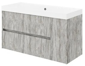 Mobile sottolavabo e lavabo Portofino per vasca centrale grigio antico in mdf L 100 x H 50.5 x P 40 cm, 1 anta 2 cassetti