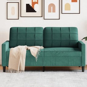 Divano A 2 Posti Verde Scuro 140 Cm İn Velluto /