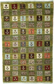 Gabbeh Tappeto persiano 80x130 Verde (Iran) Annodato A Mano