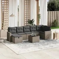 Set Divano da Giardino 8 pz con Cuscini Grigio in Polyrattan 3263516