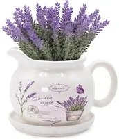 Portavaso brocca in ceramica con lavanda 18x24 cm