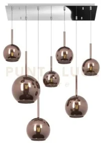 Sosp. cromo rettangolare 7 luci vetri (1 grande+2 medio +4 piccolo)...