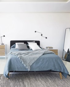 Kave Home - Fodera cuscino Marena 100% lino a righe bianche e nere 45 x 45 cm