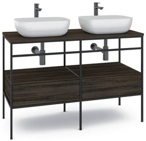 Mobile sottolavabo e lavabo Outline per doppia vasca nero L 120 x H 92 x P 45.5 cm 2 cassetti