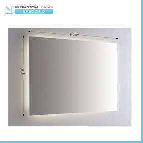 Specchiera retroilluminata LED 110x80 sabbiatura perimetrale 1 cm