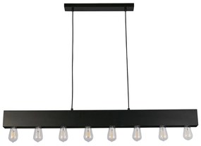 Lampadario Industrial-Nordico Pianoforte Acciaio Nero 8 Luci E27