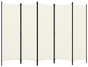 Paravento a 5 pannelli bianco crema 250x180 cm