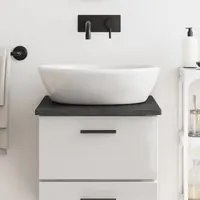 Piano Bagno Grigio Scuro 40x60x2 cm Legno Massello Trattato 3156194