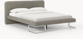 Letto imbottito in bouclé con gambe in metallo Olina