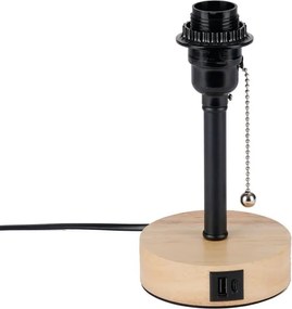 Brilagi - Lampada da tavolo con porta USB TABLON 1xE27/25W/230V rovere/nero