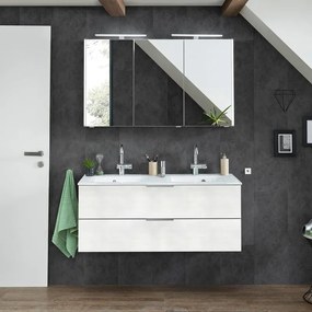 Mobile sottolavabo e lavabo Madeo per doppia vasca rovere bianco L 120 x H 48 x P 45 cm 2 cassetti
