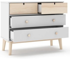 Cassettiera bassa bianca per bambini 100x81 cm Estefania - Marckeric