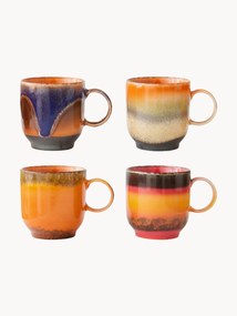 Set di 4 tazze fatte a mano con smalto reattivo 70's