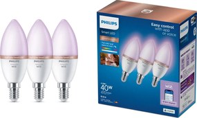 Set da 3 lampadine LED RGB dimmerabili Philips SMART C37 E14/4,9W/230V 2200-6500K