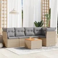 Set Divano da Giardino 6 pz con Cuscini Beige in Polyrattan 3223630