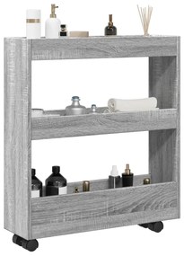 Carrello Stretto A 3 Livelli Grigio Sonoma İn Truciolato /