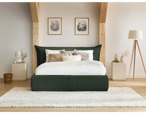 Letto matrimoniale in verde scuro imbottito con spazio contenitivo con griglia inclusa 160x200 cm Jade – Bobochic Paris