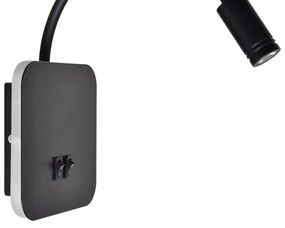 LED Lampada flessibile da parete piccola BASE 1xLED/8W+1xLED/2W/230V nero/argento