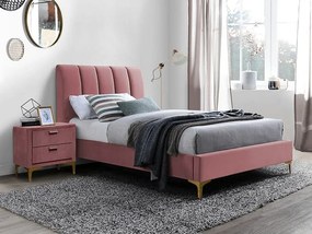 Letto Mirage imbottito in velluto rosa - 90 x 200 cm