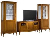 Porta tv classico in legno 2 cassetti 2 ribalte finitura bassano l.141 p.47 h.70 - Mobili 2G