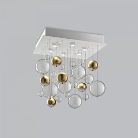 Plafoniera 6  luci base verniciata bianca- 254.360 - Bolero - Metal Lux Foglia oro
