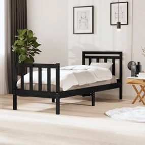 Giroletto nero in legno massello 75x190 cm 2ft6 small single