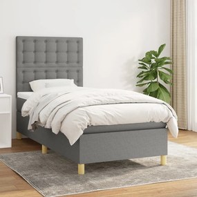 Giroletto A Molle Con Materasso Grigio Scuro 80x200 Cm Tessuto /