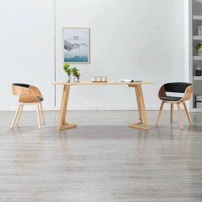 Sedie Da Pranzo 2 Pz Nere İn Legno Curvato E Similpelle /
