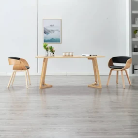 Sedie Da Pranzo 2 Pz Nere İn Legno Curvato E Similpelle /