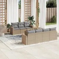 Set Divano da Giardino 8 pz con Cuscini Beige in Polyrattan 3218719