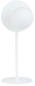Lampada Da Tavolo Contemporanea Ippolita 1 Luce In Acciaio Bianco E Vetro Opalino