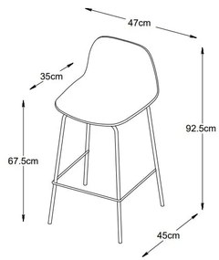 Sgabello da bar azzurro in plastica (altezza della seduta 67,5 cm) Whitby – Unique Furniture