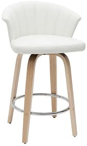 Sgabello da bar design girevole bianco e legno chiaro H65 cm ALBIN