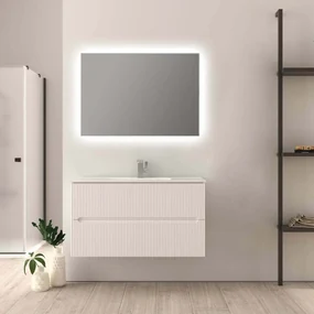 Mobile bagno cannettato bianco opaco 100 cm Riga